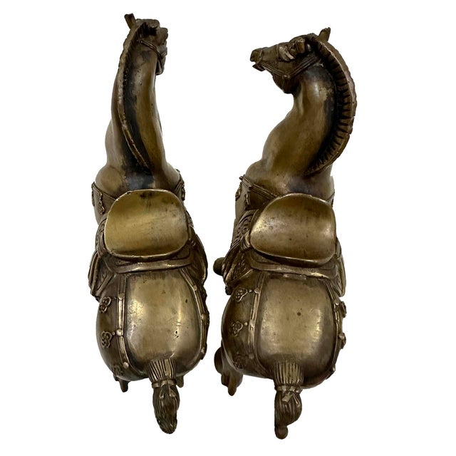 Mid 20th-Century Pair of Chinese Bronze Tang Horse Figurines For Sale - Image 11 of 11