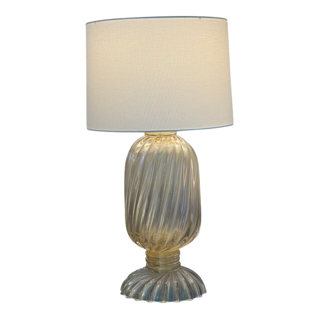 Jan Showers for Kyle Bunting Murano Glass Swirl Table Lamp With Gold Leaf For Sale
