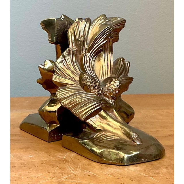 Vintage Brass Pinecone Bookends For Sale - Image 4 of 12