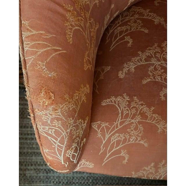 Mid Century Barrel Club Chair With Original Asian Damask Upholstery For Sale - Image 9 of 9