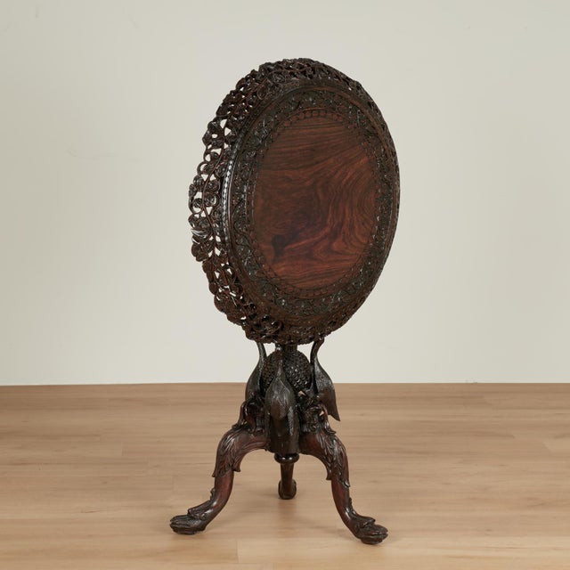 Antique Anglo Indian Carved Rosewood Table For Sale - Image 10 of 14