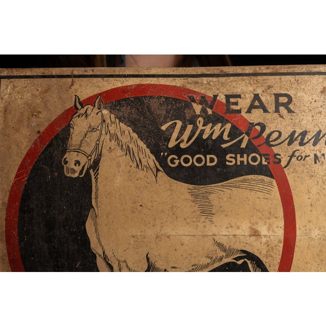 Art Deco Wm. Penn “Good Shoes for Men” Tin Litho Sign For Sale - Image 3 of 5