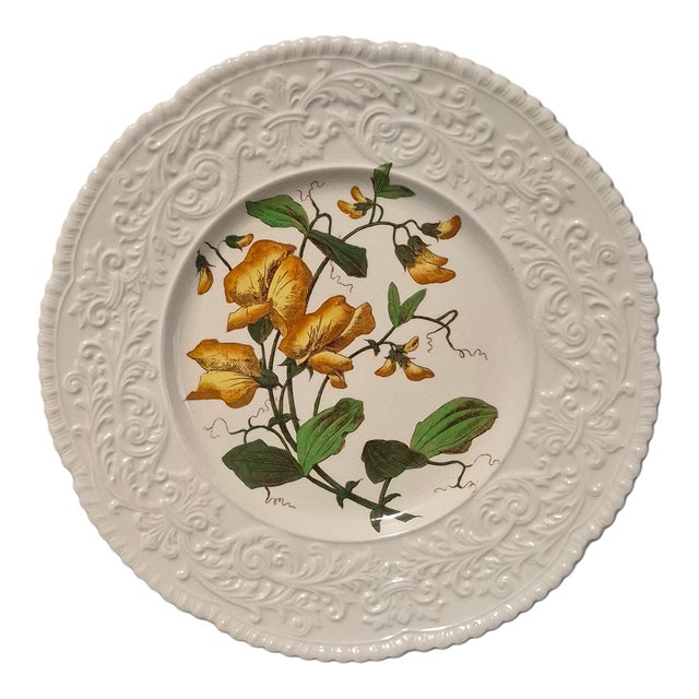 Vintage Cauldon England Porcelain Embossed Border Floral Sweet Pea Platter For Sale - Image 11 of 11