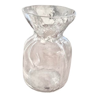 1980s Sea Glasbruk Blomknyte Etched Swedish Art Glass Vase (Original Box) For Sale