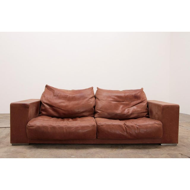 Vintage Budapest Sofa in Cognac Color by Paola Navone for Baxter, 1990s For Sale - Image 17 of 17