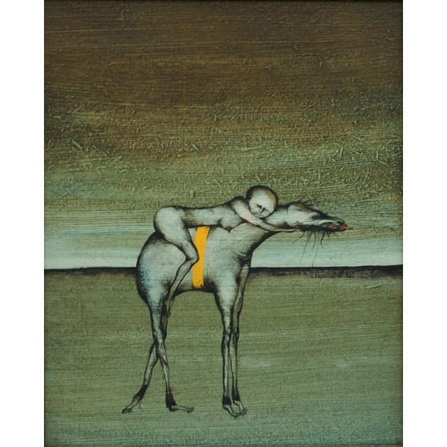 1970s Gertrude Degenhardt, Two Fantastic Scenes, 1970, Oil on Hardboard, Set of 2 For Sale - Image 5 of 11