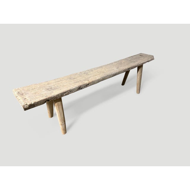 Andrianna Shamaris Bleached Teak Wood Bench For Sale - Image 4 of 5
