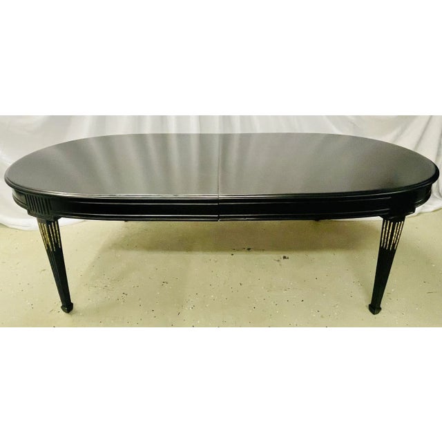 Maison Jansen Louis XVI Dining Table, Conference, Ebony, Bronze, French 1930s For Sale - Image 10 of 12