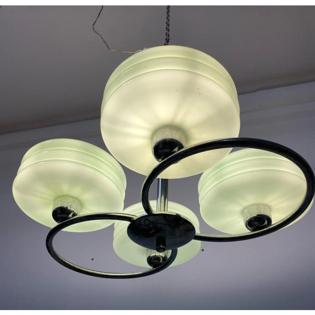 Metal Art Deco Style Green Ceiling Light For Sale - Image 7 of 12