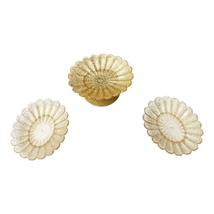 Vintage Mid-Century Glamorous Gold Glitter, Scalloped Vanity Trays- 3 Pieces