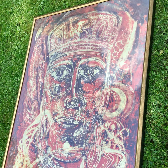 Abstract Abstract Modern Religious Man Batik Fabric Painting 50" For Sale - Image 3 of 12