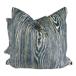 Scalamandre "Muir Woods" in Wedgwood 22" Pillows-A Pair For Sale