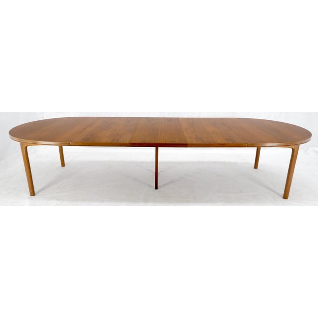 Dux of Sweden Oval Walnut Danish Dining Table with 3Leaves Total 135" in Length For Sale - Image 11 of 12