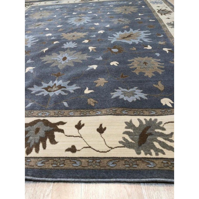 Contemporary 8x10 Gray Hand-Knotted Wool Blooming Palmettes Classic Traditional Carpet Rug For Sale - Image 3 of 4