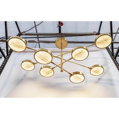 Ivory Onyx and Brass Chandelier by Silvio Piattelli For Sale - Image 4 of 13