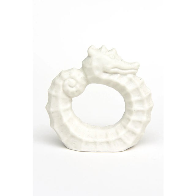 Vintage Porcelain White Bisque Sea Horse Napkin Rings Set of 6 For Sale In Miami - Image 6 of 11