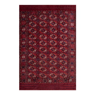 Brilliant Red and Blue Color With Geometric Design Antique Turkmen Tekke Rug For Sale