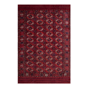 Brilliant Red and Blue Color With Geometric Design Antique Turkmen Tekke Rug