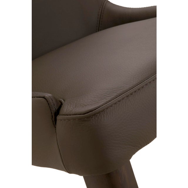 Aurora Dark Wenge Dining Chairs, Umber Leather, Set of 2 For Sale In Los Angeles - Image 6 of 13