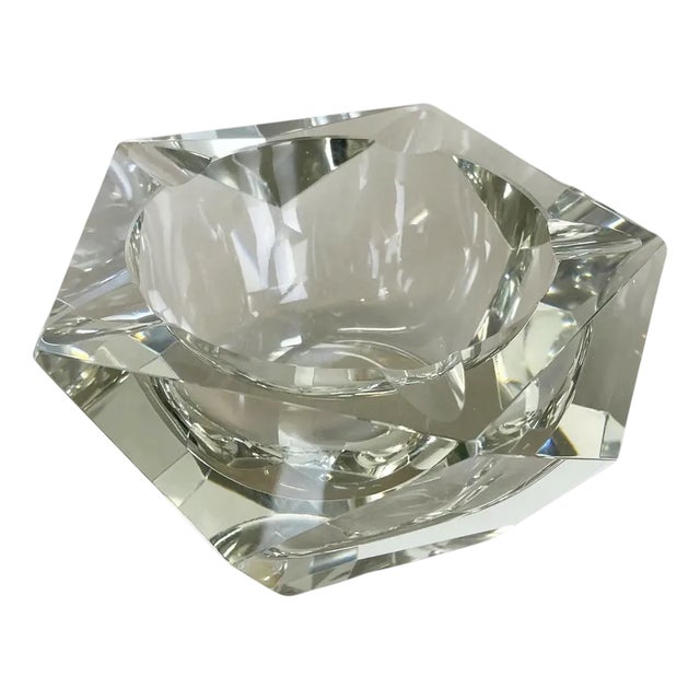 Large Murano Faceted Diamond Ashtray in the style of Flavio Poli, 1970s For Sale