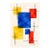 Midcentury Modern Abstract Art Print – Blue, Red and Yellow Geometric Design, 40" X 60" For Sale