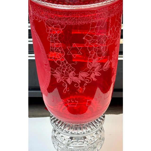 Monumental Bohemian Ruby & Crystal Ceremonial Pokal /Synagogue Presentation Urn For Sale - Image 16 of 18