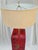 Rare Vintage Chinoiserie Red Lacquered Pedestal Bird Floor Lamp With Huge Linen Shade For Sale In West Palm - Image 6 of 12
