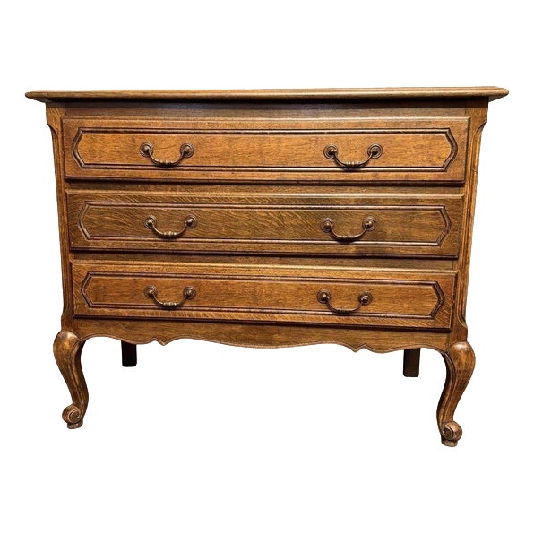 Vintage French Stained Oak Chest of Drawers For Sale