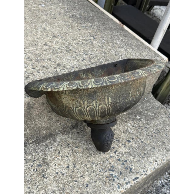 :ate 20th Century Neoclassical Style Cast Iron Wall Fountain Bowl Urn Lavabo Garden Planter Pot For Sale - Image 10 of 14