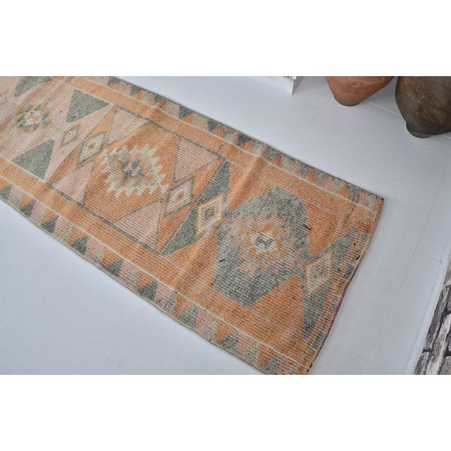 1960s Oushak Handknotted Floral Hallway Runner For Sale - Image 4 of 9