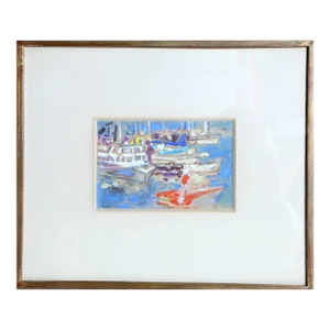 Alexandre Sacha Garbell, Boats in Harbor, Gouache