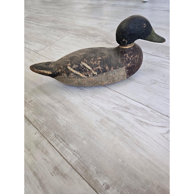 Antique Hand-Stamped "K" Rig Cork & Wood Black Duck Decoy - Early 20th Century Americana For Sale - Image 10 of 12