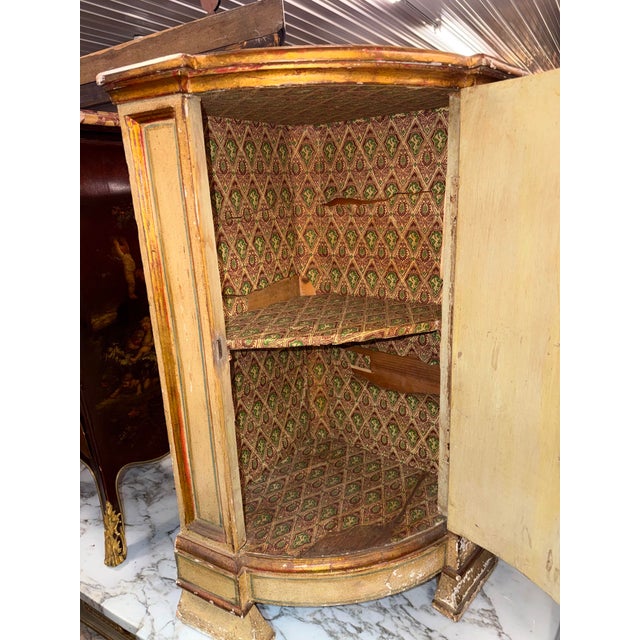 Rare Pair Venetian Italian Paint Decorated Corner Cabinets Pedestals Circa 1890 For Sale - Image 10 of 11