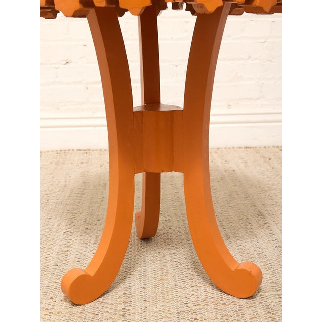 Wood Vintage 1970s Scalloped Round Side Table in Peach For Sale - Image 7 of 7