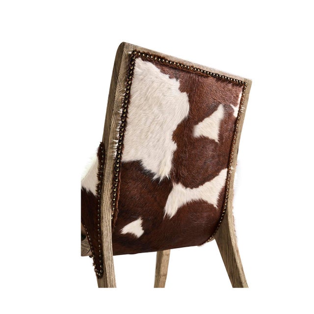 Wood Rustic Western Leather & Hide Side Chair For Sale - Image 7 of 9