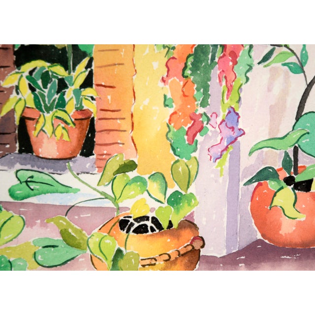 Late 20th Century Patio in Bloom - Watercolor on Heavy Paper by Jean Harney For Sale - Image 5 of 8