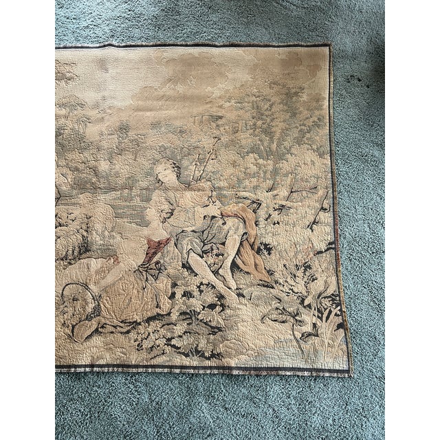 Vintage French-Style Jacquard Woven Pastoral Tapestry, 72” X 54” For Sale - Image 9 of 10