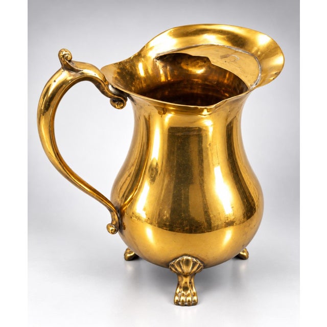Antique French Brass Footed Pitcher For Sale - Image 9 of 9