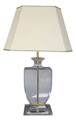 Vintage Table Lamp in Acrylic Glass with Brass Accents, 1970s