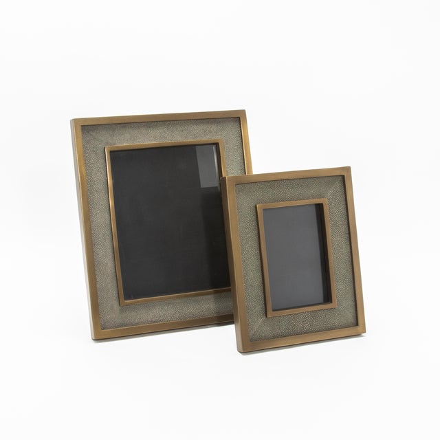 Gray Picture Frame 8x10” in Grey Shagreen With Brass Details by Kifu Paris For Sale - Image 8 of 8