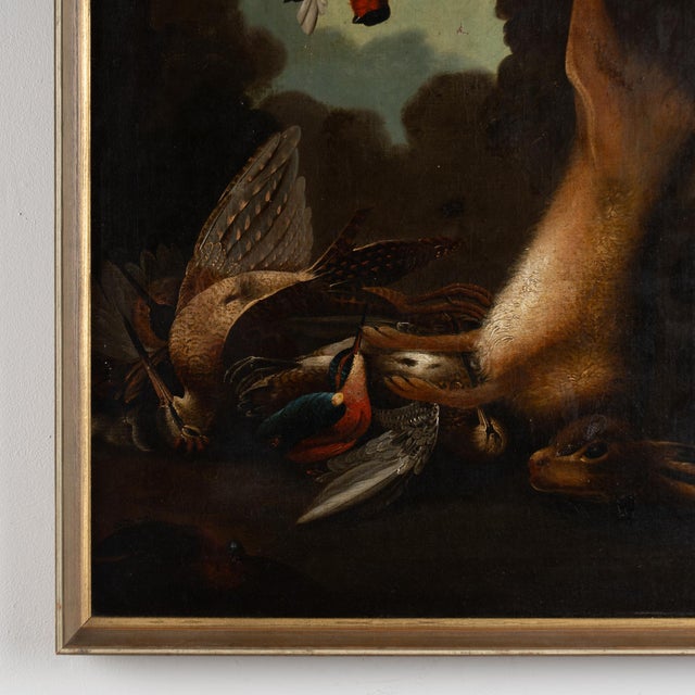 Early 19th Century 19th Century Original Oil on Canvas Nature Morte Still Life With Hare and Birds For Sale - Image 5 of 9