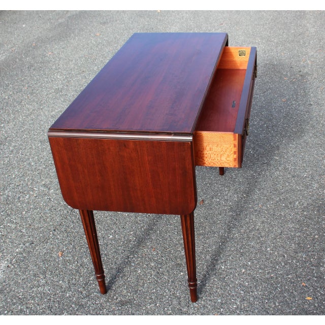 Brown Early 20th Century Vintage Georgian Mahogany 1-Drawer Drop-Leaf Writing Table For Sale - Image 8 of 12