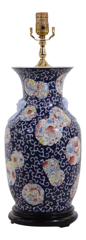 Chinese Pastel Vase Table Lamp in the 1980s