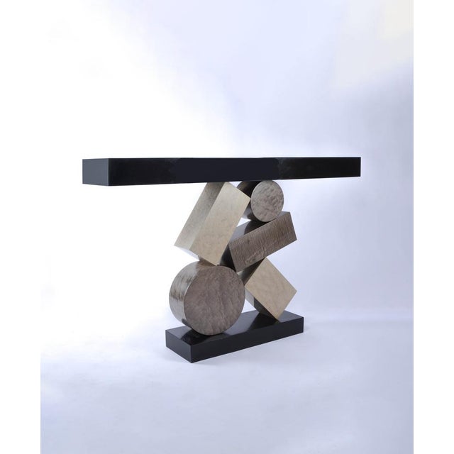 "Stackable" console by Aymeric Lefort, made to order for the 2025 collection, sycamore stained gray. The top and bottom...