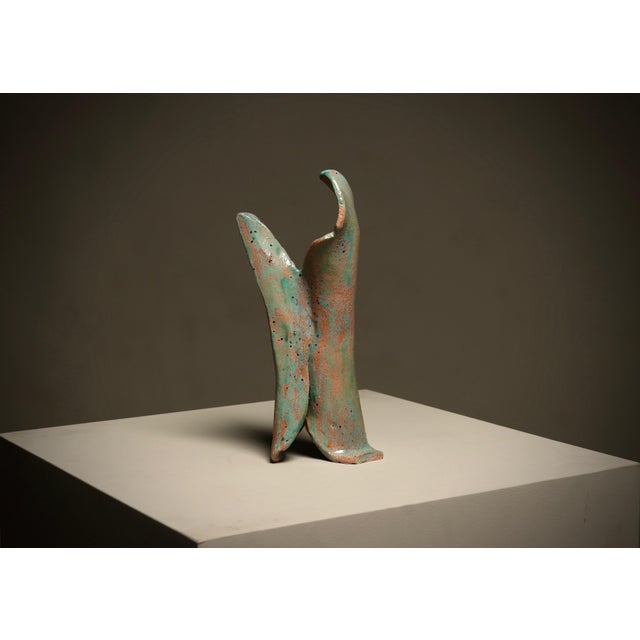 Free form studio pottery sculpture from the 1990s, finished in a beautifully expressive raku glaze. The organic shape and...