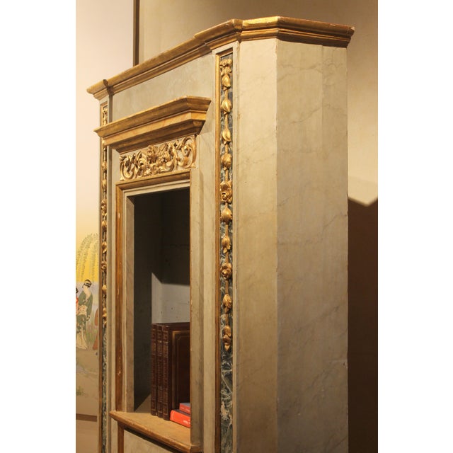 Italian Neoclassical Faux Marble Lacquer and Giltwood Open Shelves Cabinets, Set of 2 For Sale - Image 11 of 18