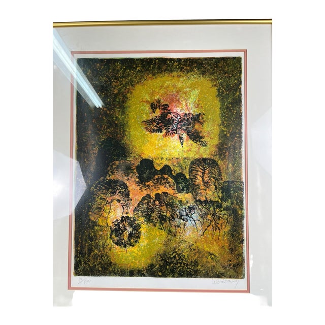 This is a very nice vintage abstract lithograph that has been framed