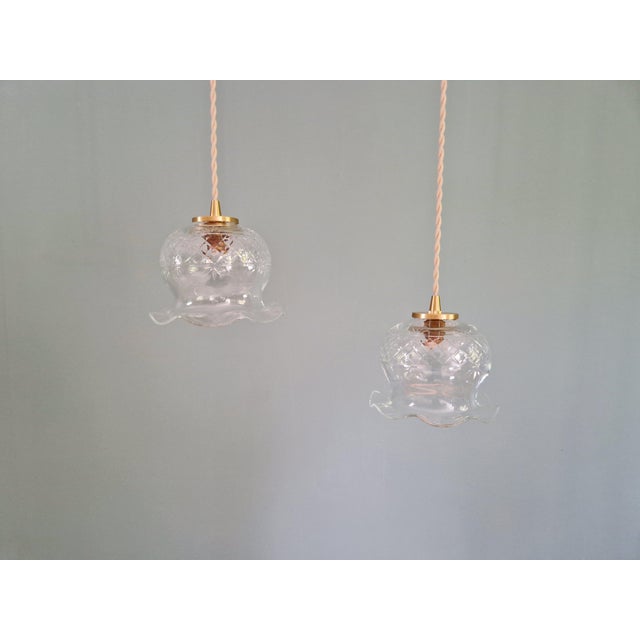 Scalloped Clear Crystal Pendant Light, 1890s For Sale - Image 3 of 11