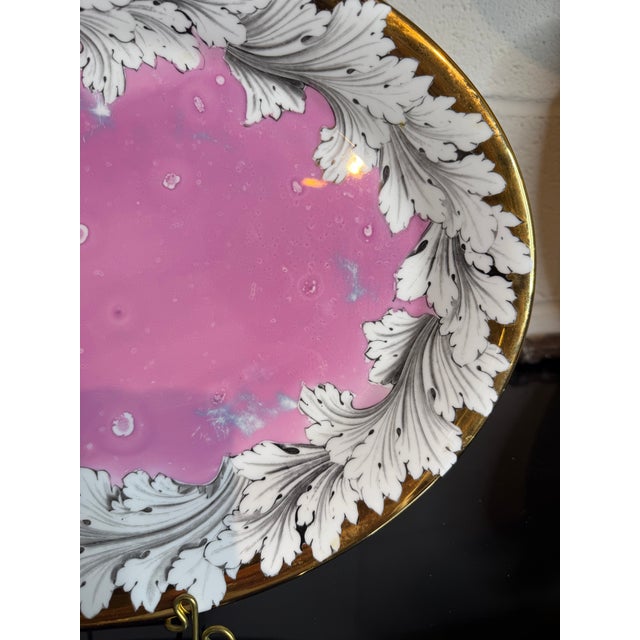 Vintage Fornasetti Style Pink Splash Luster Platter | Chairish