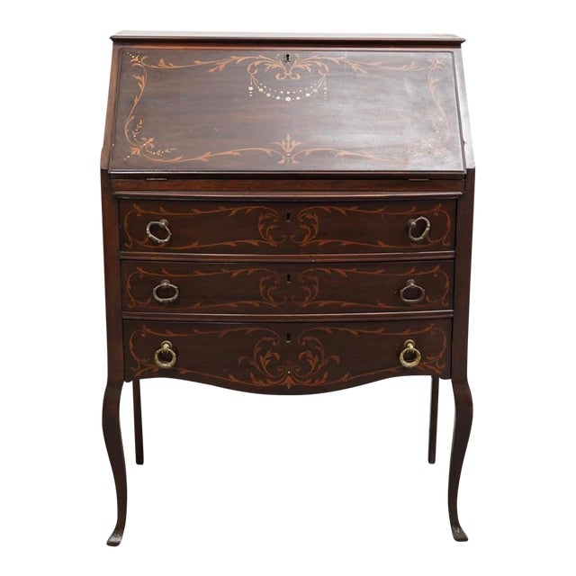 Antique French Marquetry Secretaire Desk For Sale